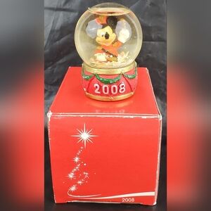 JCPenney Disney 2008 Mickey Mouse 2 1/2" Mini Snow Globe Holiday Christmas - GUC